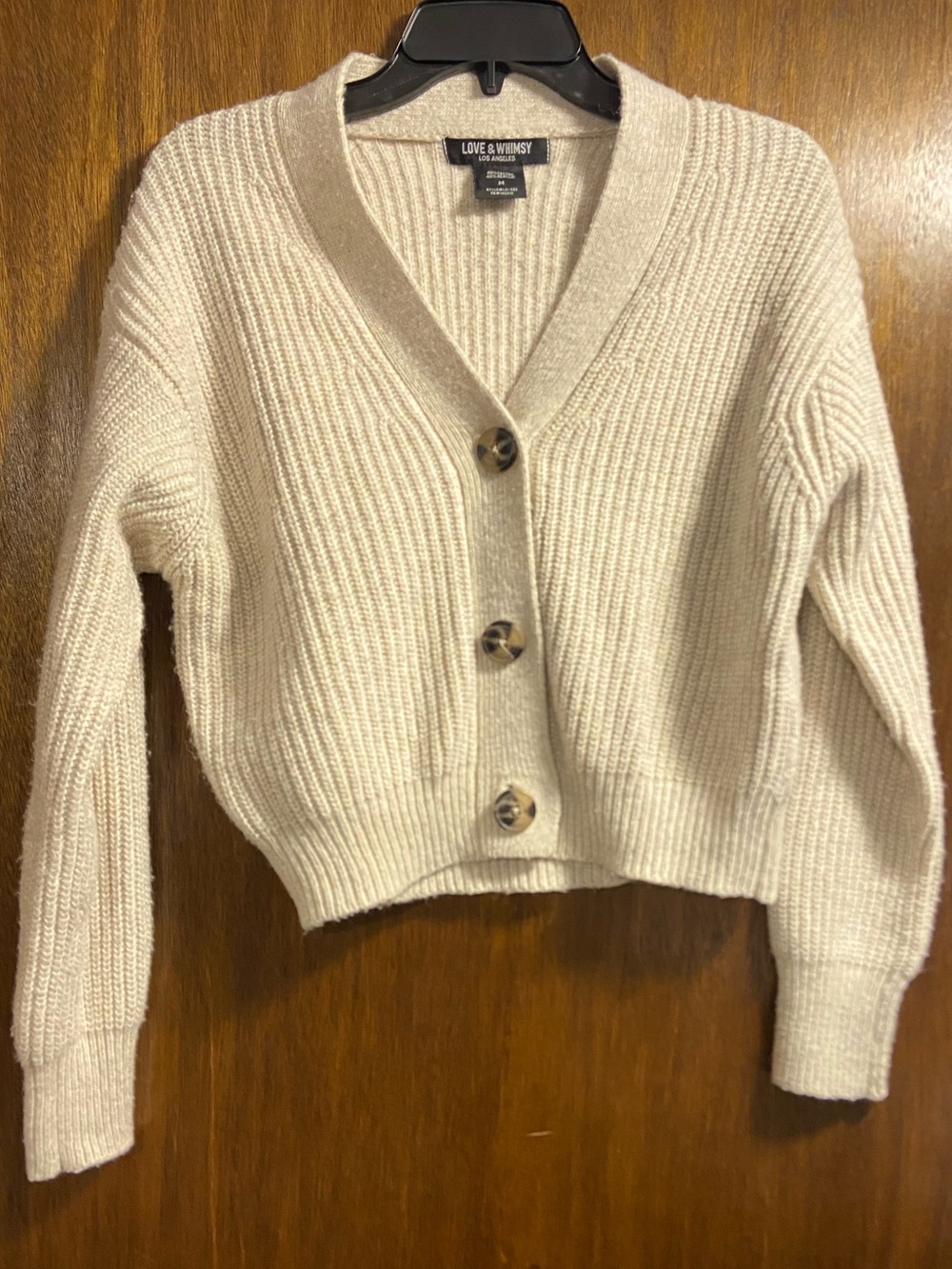Cream Rib Knit Cardigan